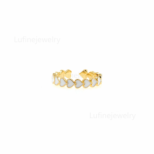 18K Gold Filled Heart Ring, Gold Enamel Ring, Minimalist Ring, Open Adjustable Ring, Stacking Ring