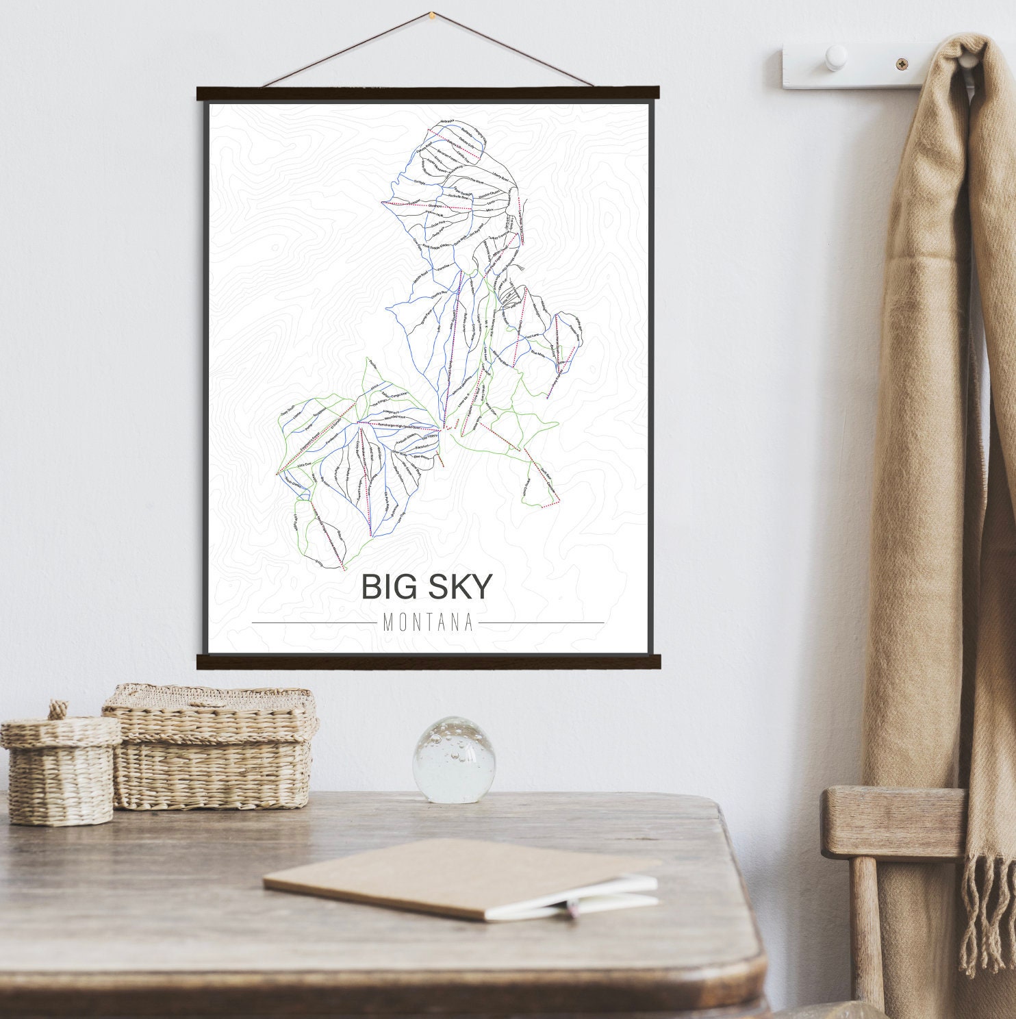 Big Sky Montana Ski Trail Map | Hanging Canvas Of Printed Marketplace