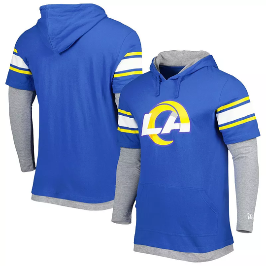 Men's New Era Royal Los Angeles Rams Long Sleeve Hoodie T-Shirt, Size: Small, Blue
