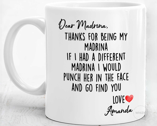 Madrina Gift, Mug, Godmother Birthday, Funny Spanish Baptism Proposal From Godson Goddaughter Christmas Punch Face Personalized M051
