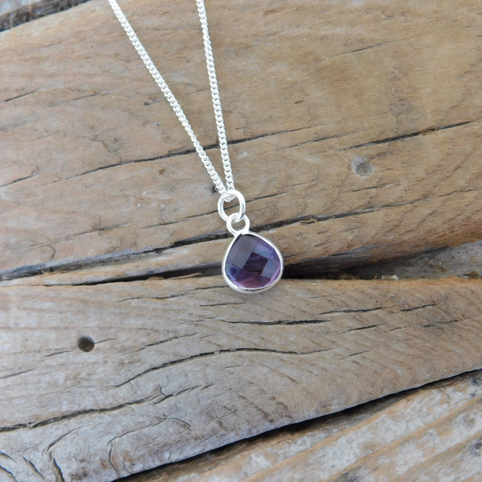 Small Amethyst Necklace Handmade in Sterling Silver 925