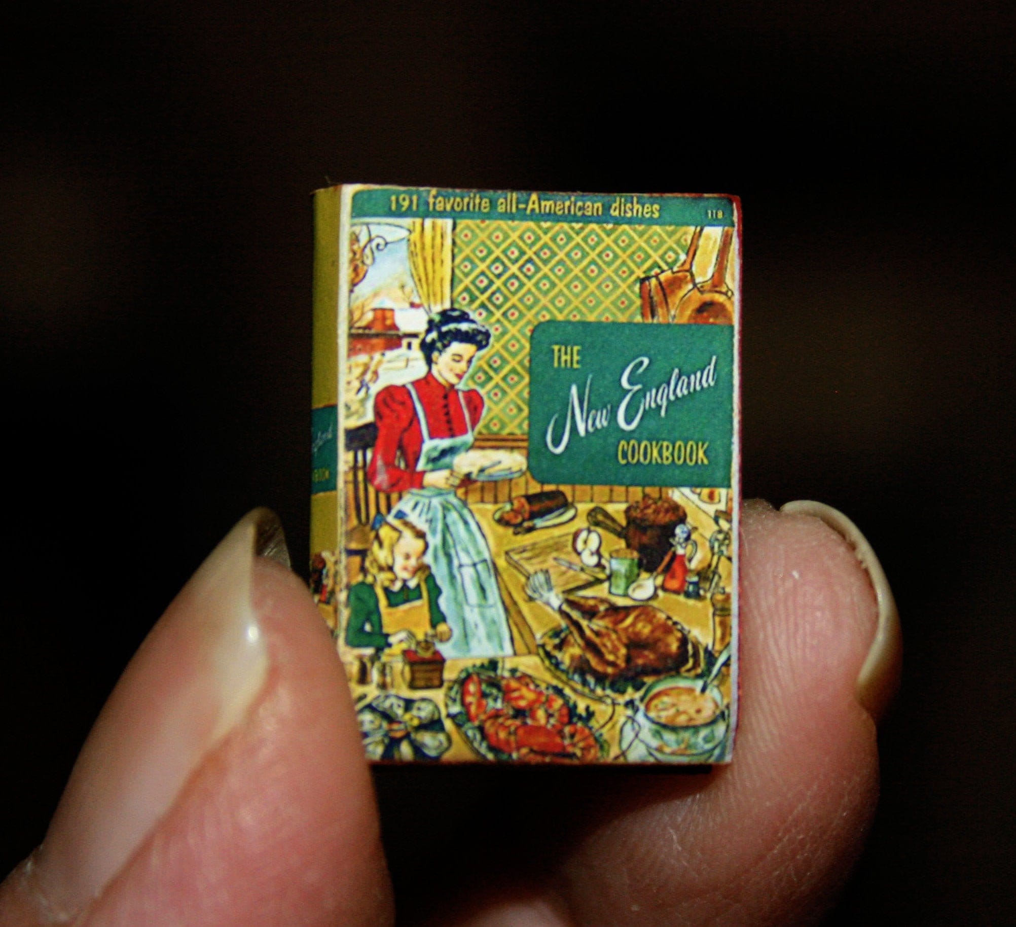 Dollhouse Miniatures The New England Cook Book - Artisan Handmade Miniature in 12Th Scale. From Cosediunaltromondo Italy"