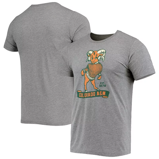 Men's Homefield Heathered Gray Colorado State Rams Vintage 1940s Colorado A&M Tri-Blend T-Shirt, Size: XL, CST Grey