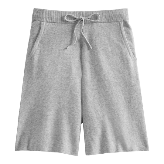 Gray Recycled Knit Lounge Sweater Shorts With Pockets - Polyester - Large by World Market