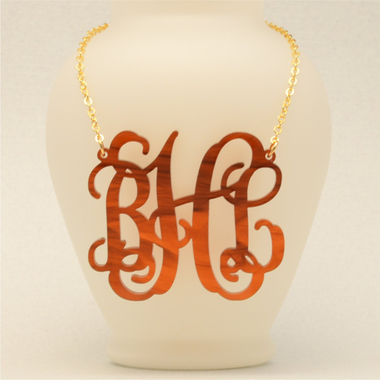 xxl 3 Inch Vine Monogram Necklace, Acrylic Extra Large Monogram, Graduation Gift, Gift