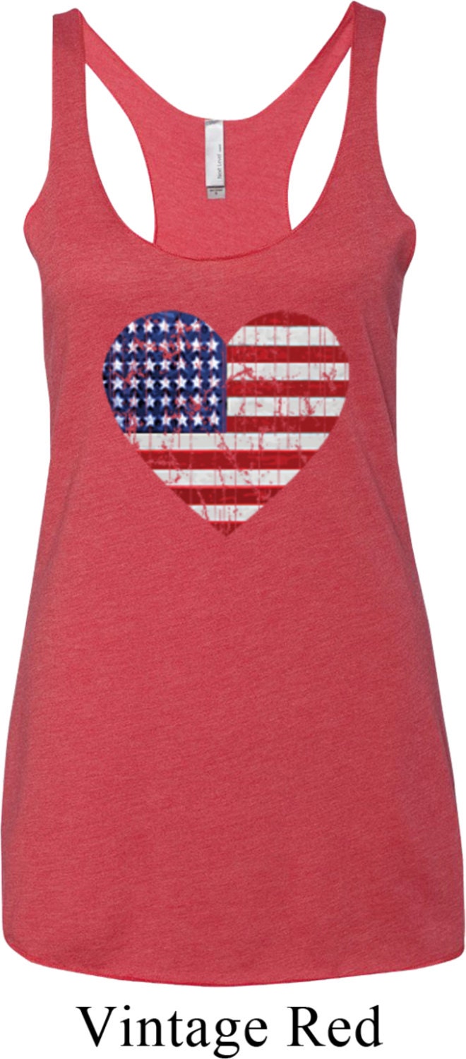 Distressed Usa Heart Ladies Tri Blend Racerback Tank Top Ws-16253-Nl6733