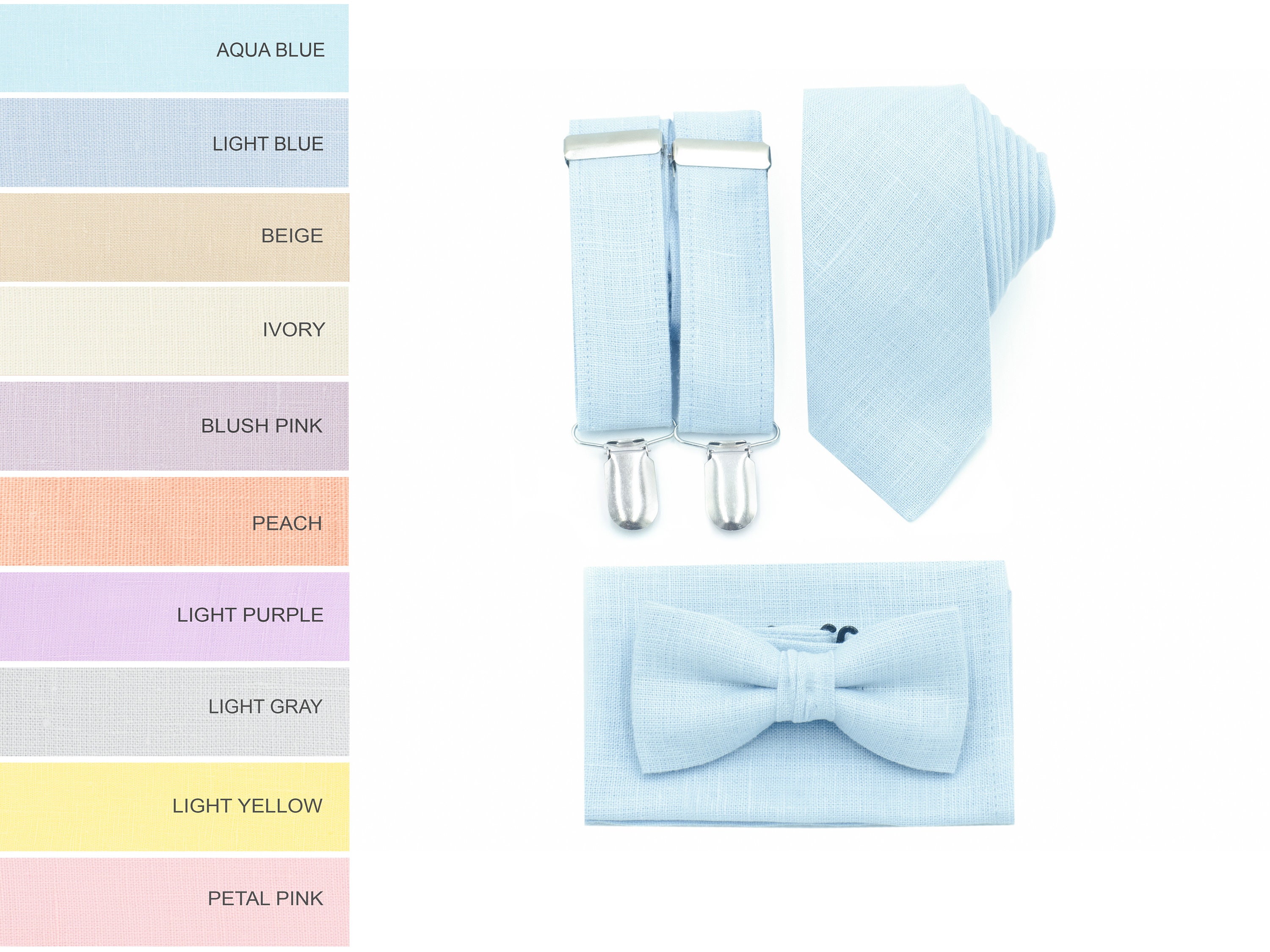 Aqua Blue Bow Tie Suspenders Necktie Bowties Ties Neckties Bowtie Suspender Braces
