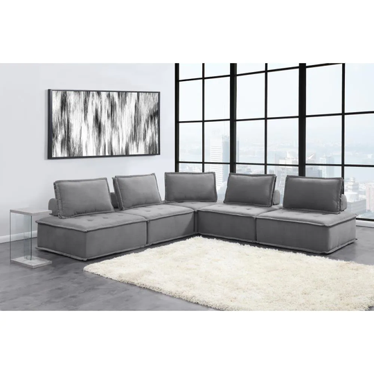 Picket House Furnishings Cube Modern Polyester/Polyester Blend Charcoal Living Room Set in Gray | UPX5265PC