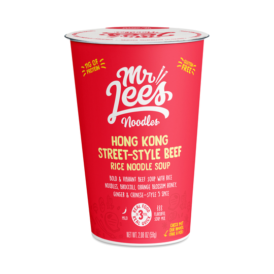 Mr Lee's Noodles Rice Noodle Soup, Hong Kong Street-Style Beef 2.08 oz container