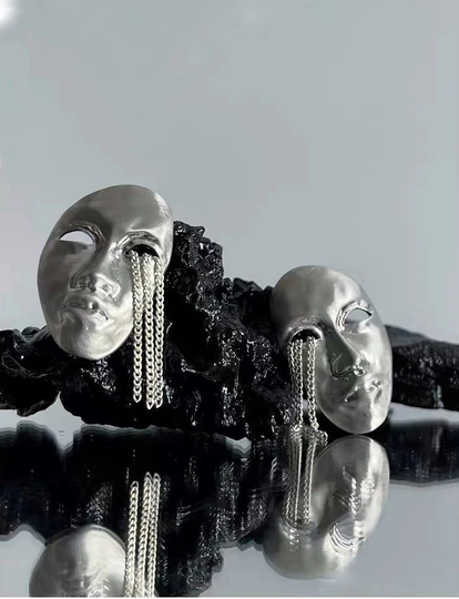 Face Earrings | Cool Face Tassel Abstract Tear