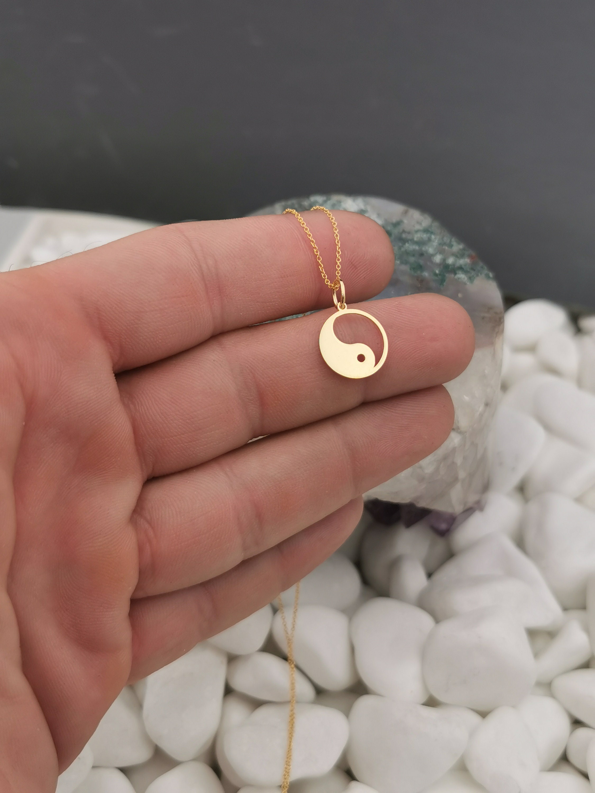Dainty Solid Gold Yin Yang Necklace, 14K Pendant, Charm, Charm Jewelry , Layered Gift For Her