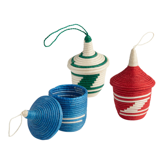 Mini Rwandan Giving Basket Decor: Red - Rattan by World Market