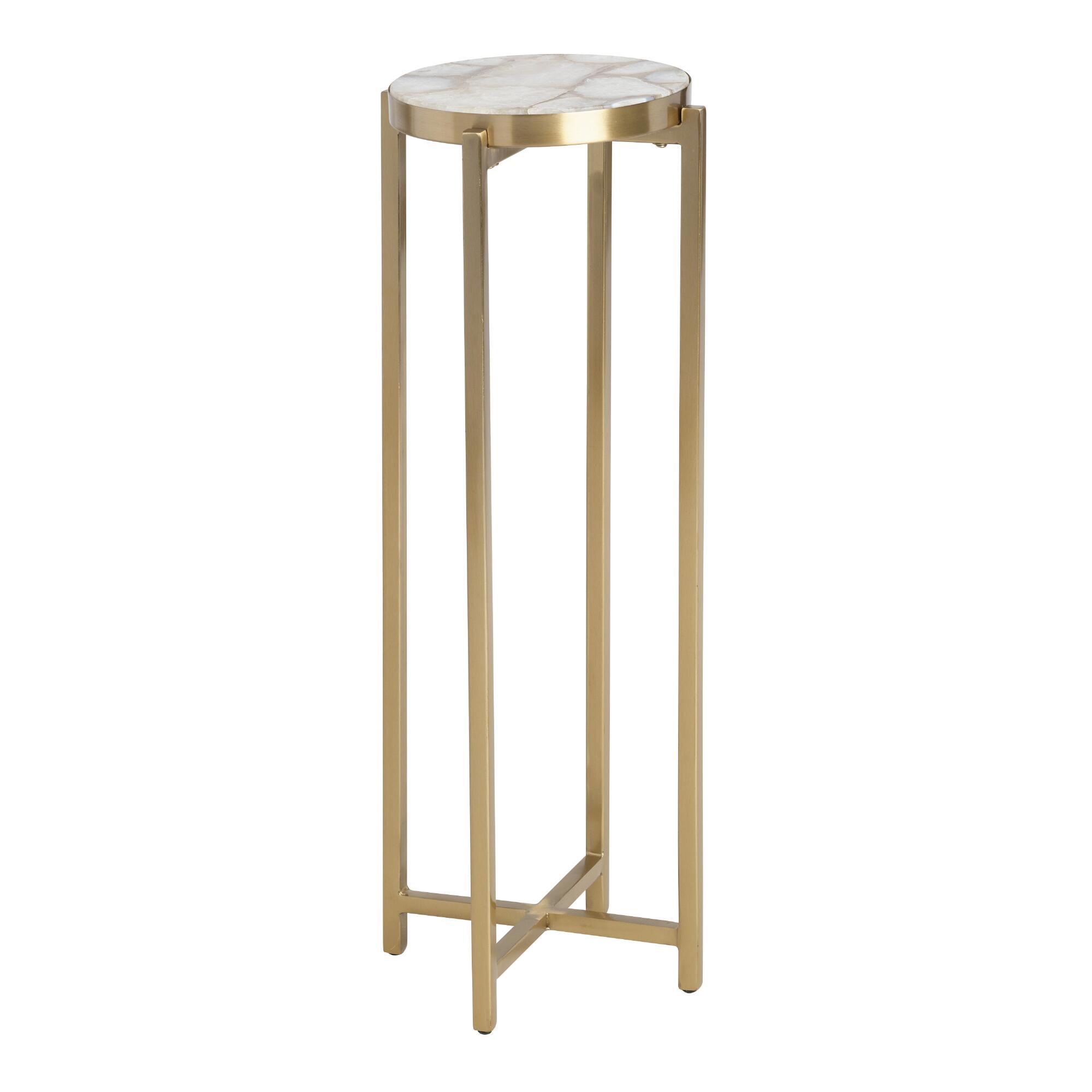 Round Natural Quartz and Metal Lilian Drink Table by World Market