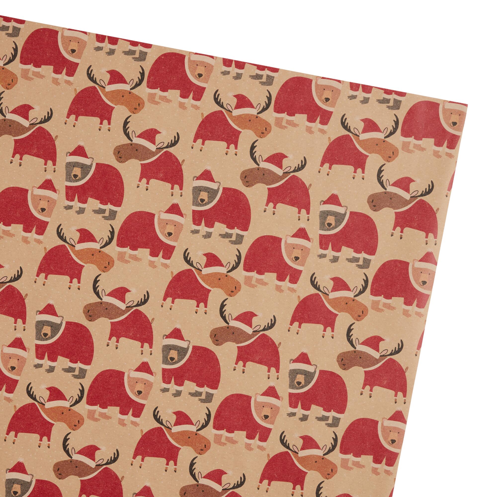 Kraft Santa Bear And Moose Holiday Wrapping Paper Roll: Multi by World Market