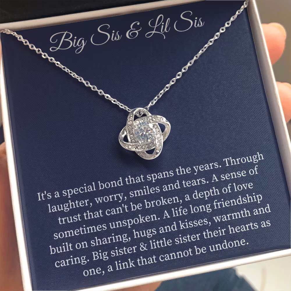 Big Sister & Little Necklace, Sis Lil Gift, Matching Necklaces, Gift For Or Sister,, Love Knot