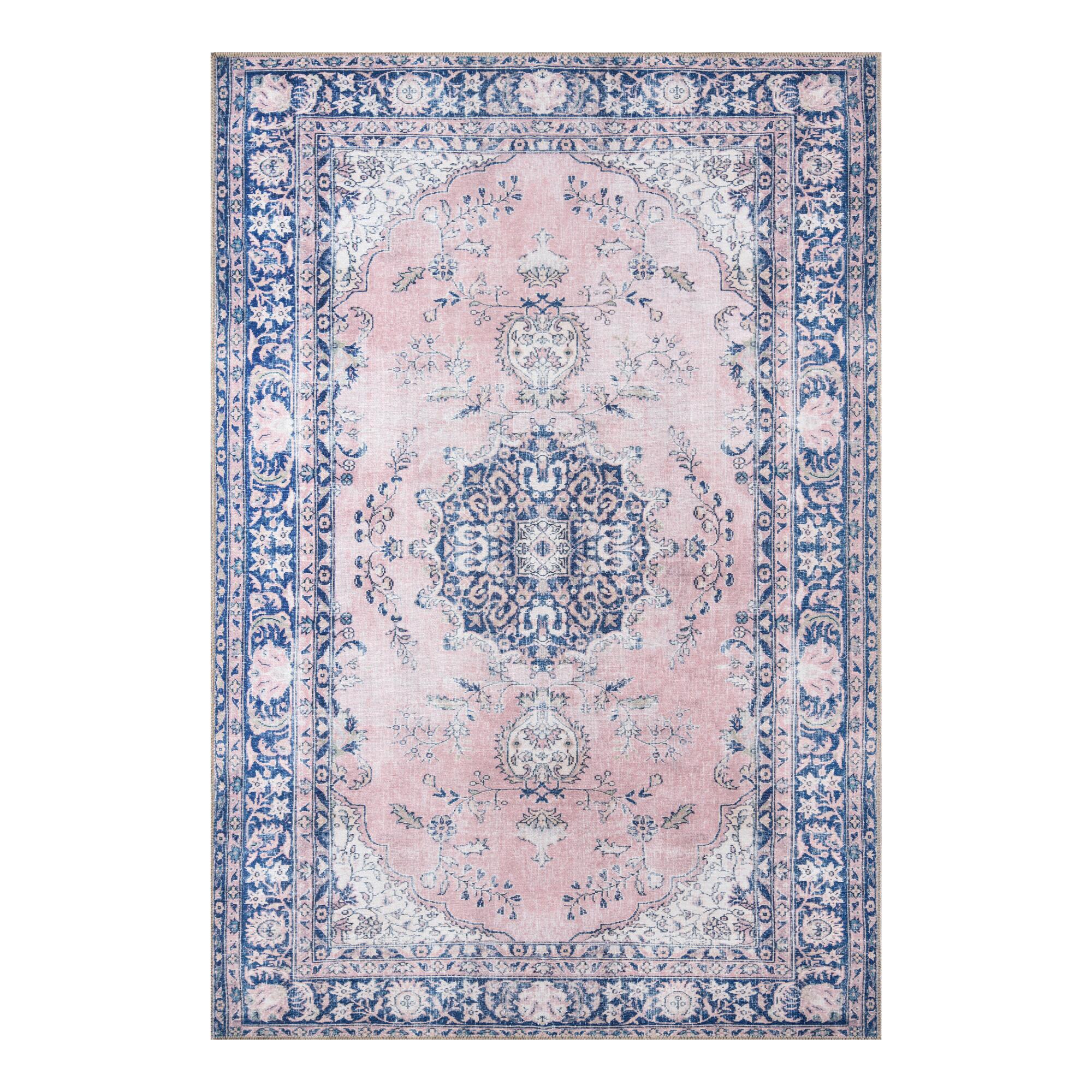 Pink and Blue Medallion Scarlett Area Rug by World Market