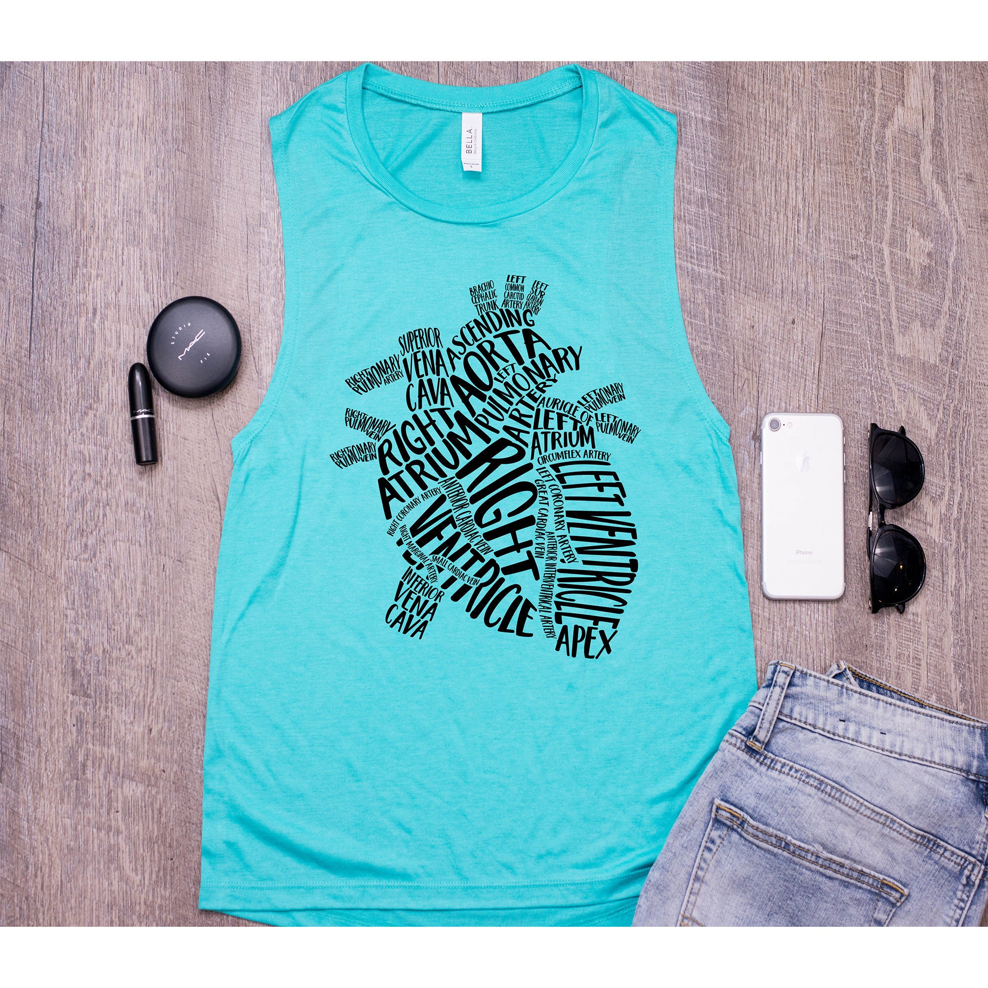 Womens Nurse Nursing Student Tank Top Heart Anatomy School Tanks Anatomical Layout Aorta Ventricle Cute Trending Gift For