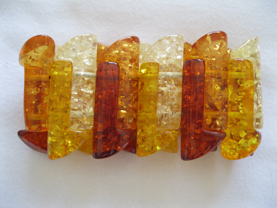 French Designed Lucite Amber Colored Stretch Bracelet
