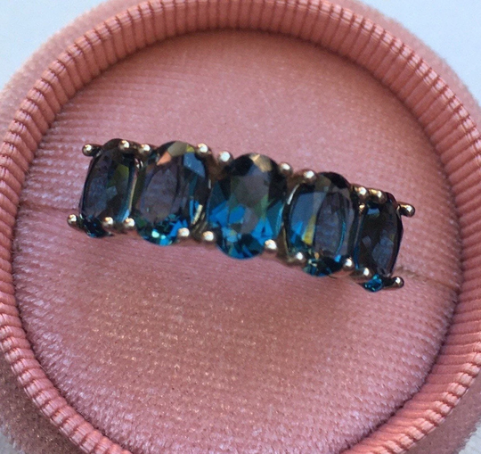 Natural London Blue Topaz Multi Stone Sterling Silver Ring, 925
