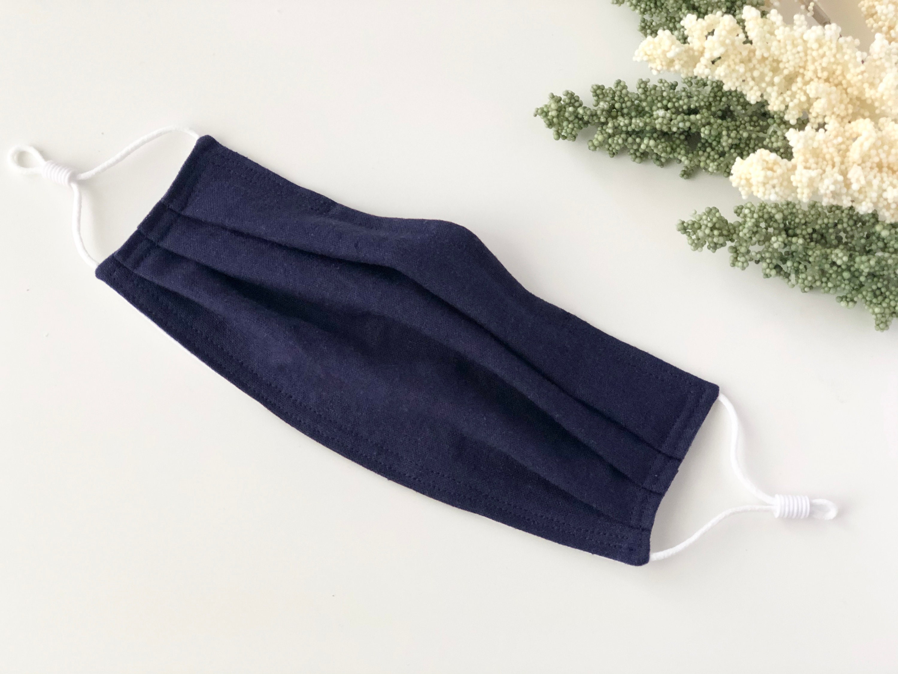 The Original Navy - Linen Blend Face Mask With Adjustable Elastics & Flexible Nose Bridge