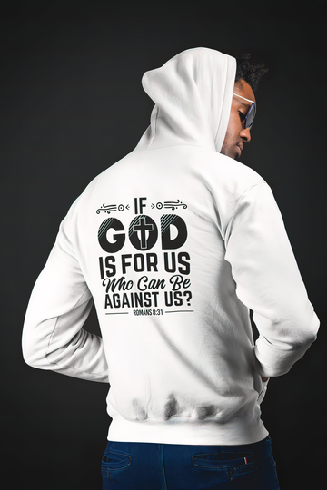 Heavy Blend Hoodie Sweatshirt "If God Is For Us" Black Graphic Print On Back