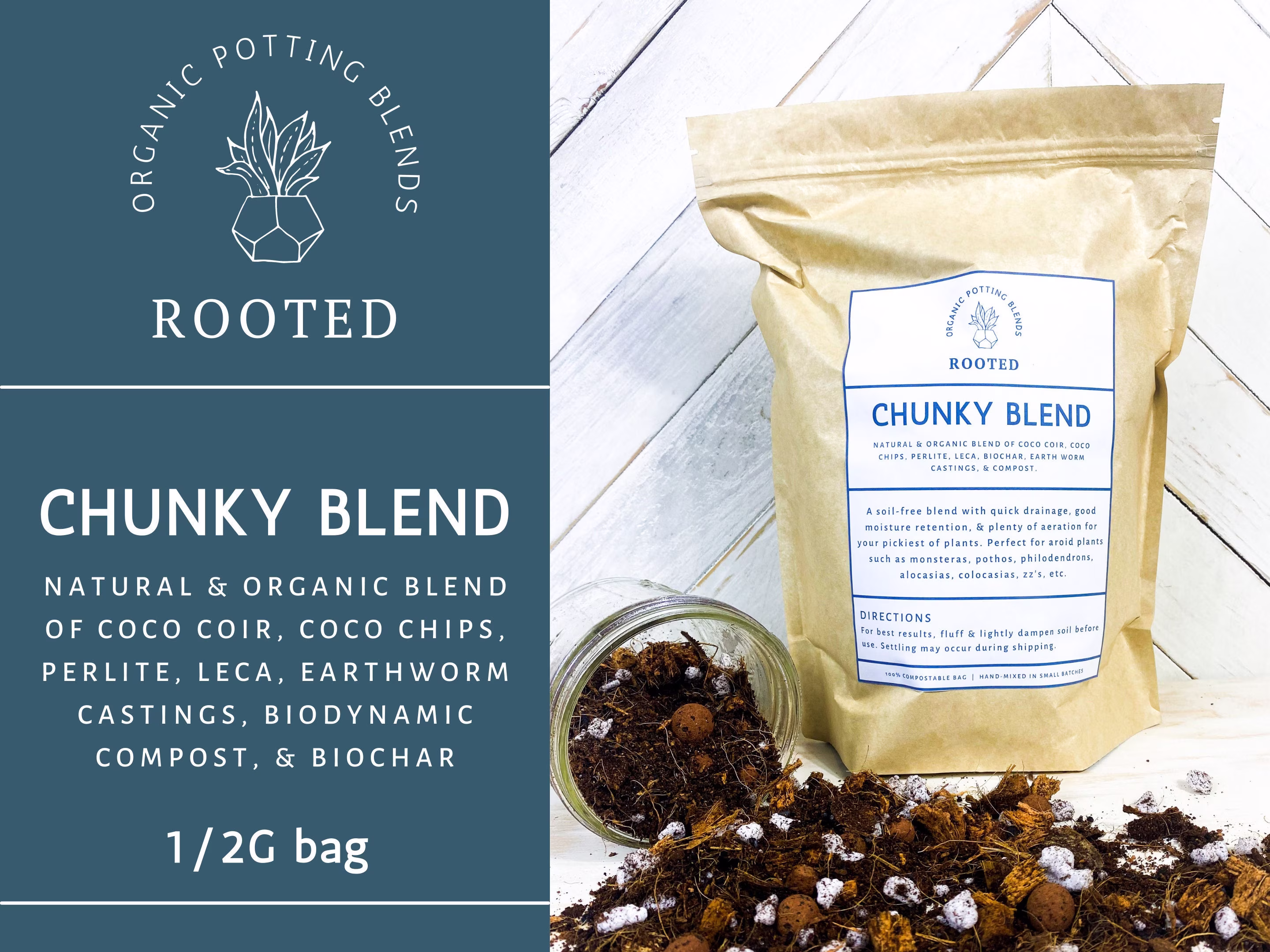 Chunky Aroid Mix- Premium Organic Tropical Potting Mix For Monstera, Philodendron, Alocasia, Colocasia, Zz, Pothos - Rooted Potting Blends
