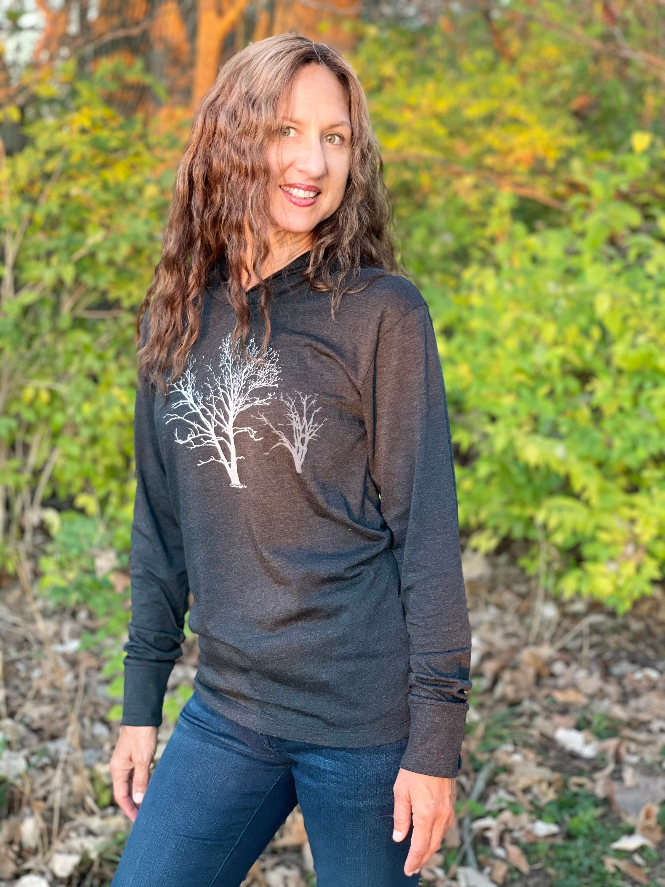 Tree Hoodie Gray Unisex Tri Blend