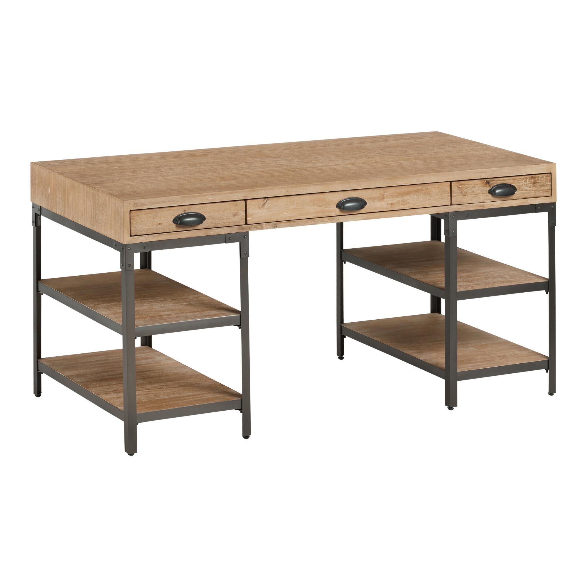 Wood and Metal Teagan Desk with Shelves by World Market