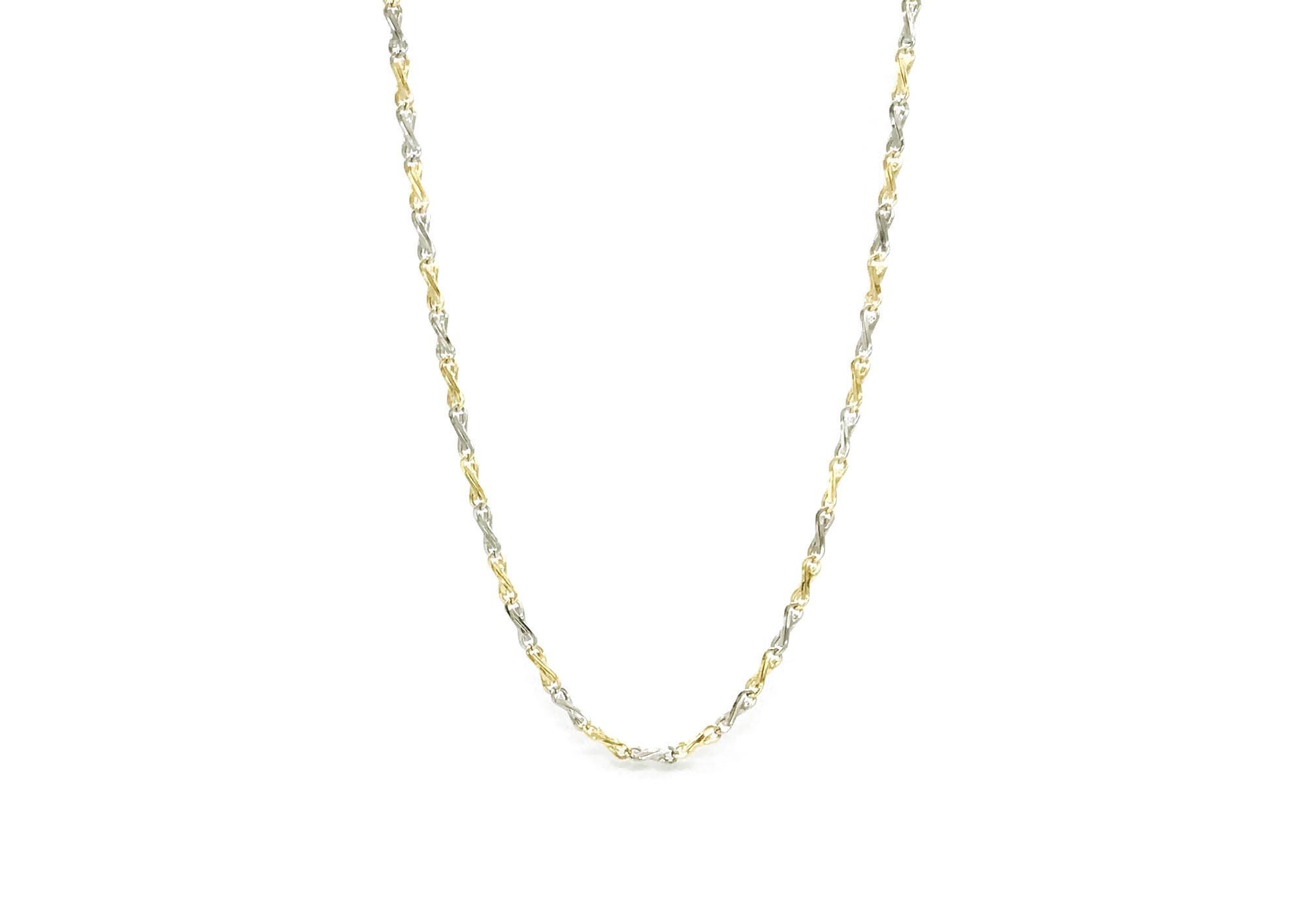 18K Two-Tone Gold Vesuvio Necklace For Men Perfect Gift Him Men's Chain Italian Design Yellow & White Made in Italy
