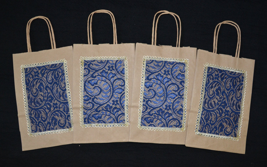 Gift Bags, Wedding Kraft Handmade Navy Net Bridesmaids Gift Bags, Party Favor Bags