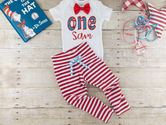 Baby Girl/Boy 1st Birthday Outfit/Dr Seuss Cat in The Hat Party/1st Cake Smash Outfit/Unisex First Outfit