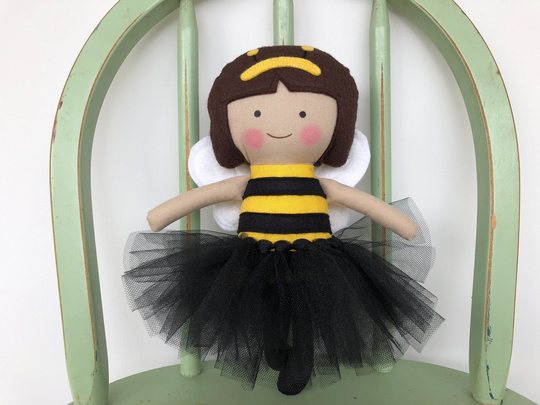 Bumble Bee Doll, Tutu Skirt, Perfect For Imaginative Play