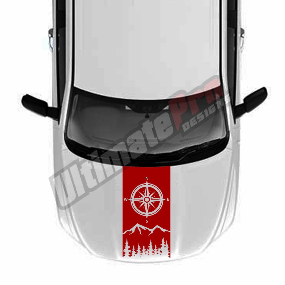 Mountains Decal Sticker Compatible With Dodge Ram 1500 Crew Cab 2009 - 2020 4x4 Compass Hood Front Vinyl Gen 3 4 5