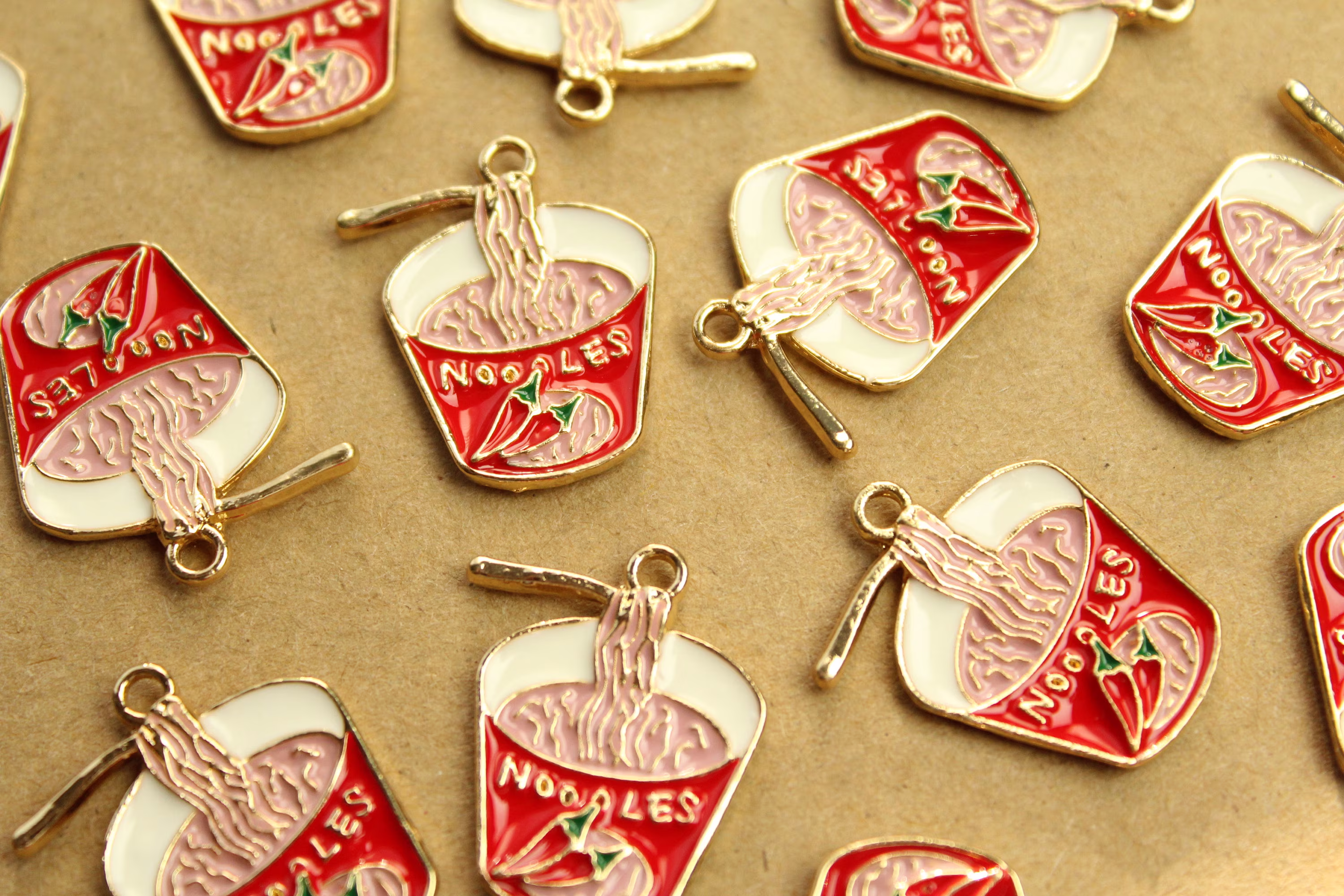 5 Pc. Enameled Cup Of Noodles Soup Charms, 24mm X 20mm | Mis-151