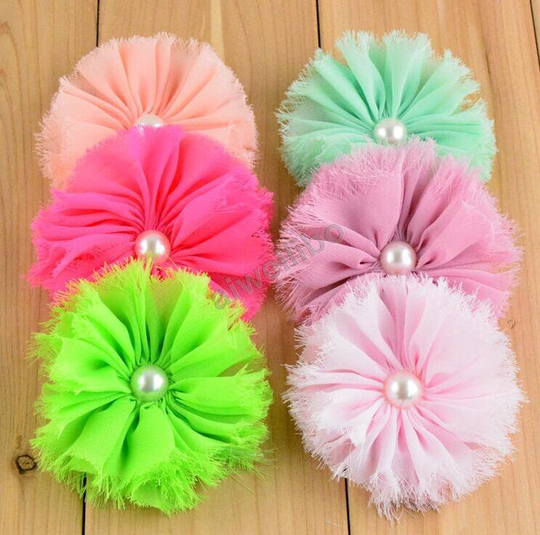 Shabby Flower, Chiffon Pearl, Fabric For Hair Accessories H100039