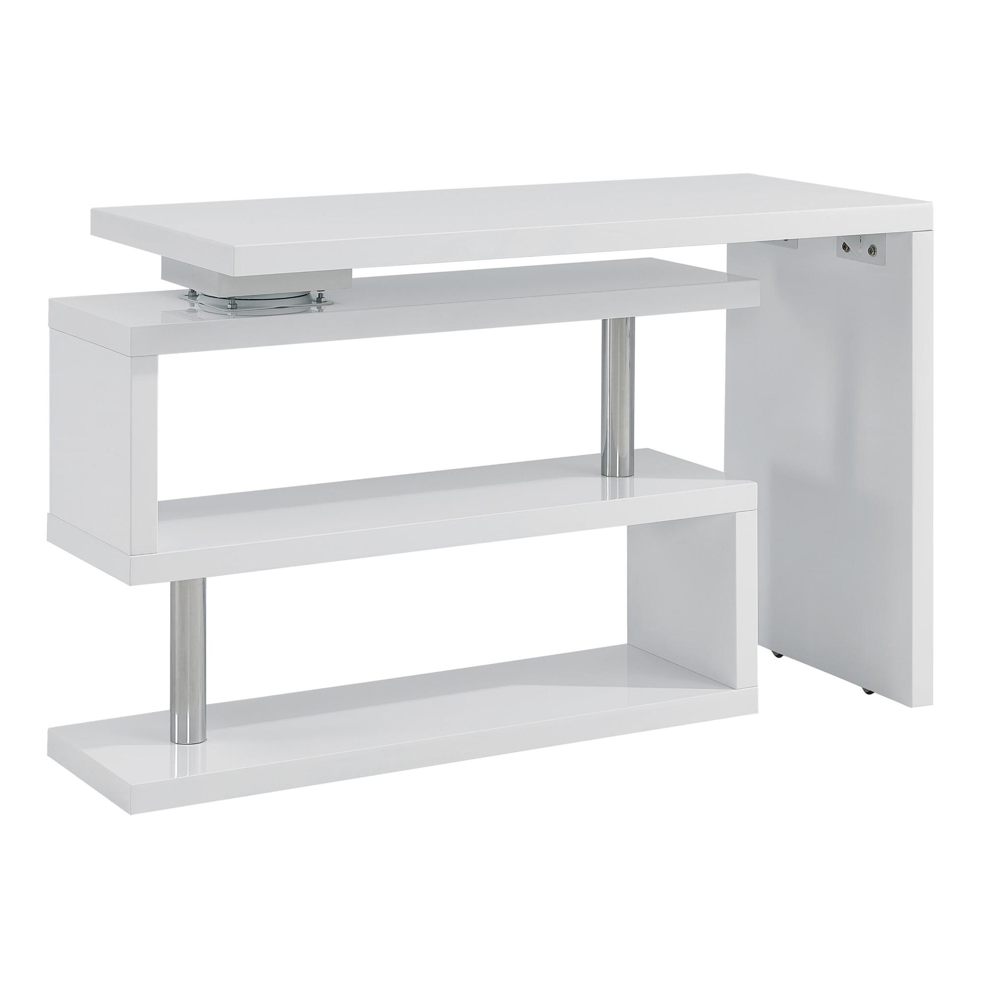 White Wood and Chrome Josiah Swivel Desk with Storage by World Market