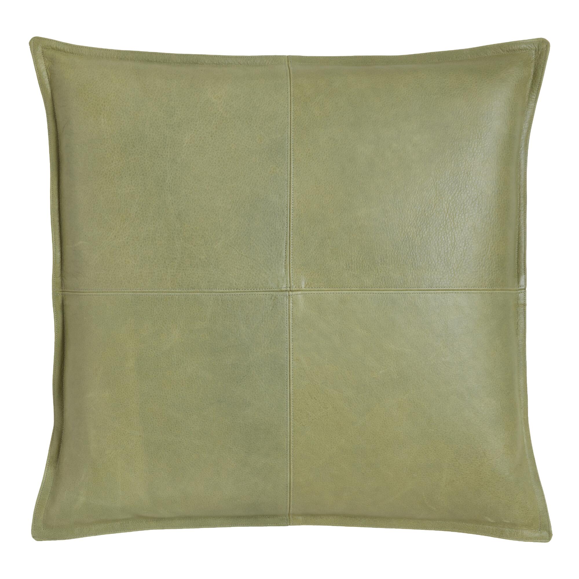 Green Leather Kona Throw Pillow by World Market