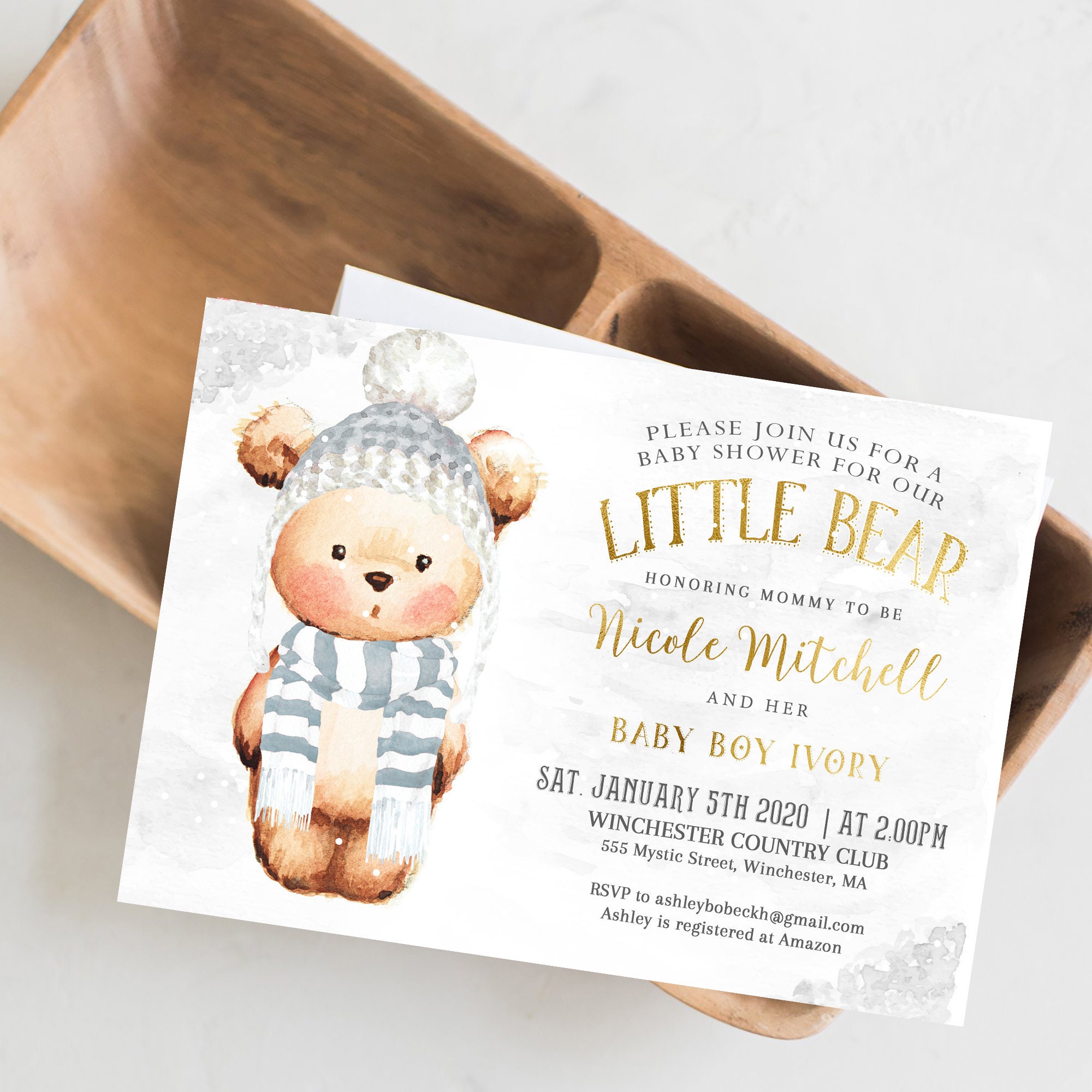 Baby Its Cold Outside Baby Shower Invitation, Winter Bear Invite #7