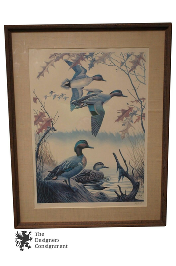 Framed Vintage 1977 Larry Toschik Signed Lithograph Duck Print Birds Migrate