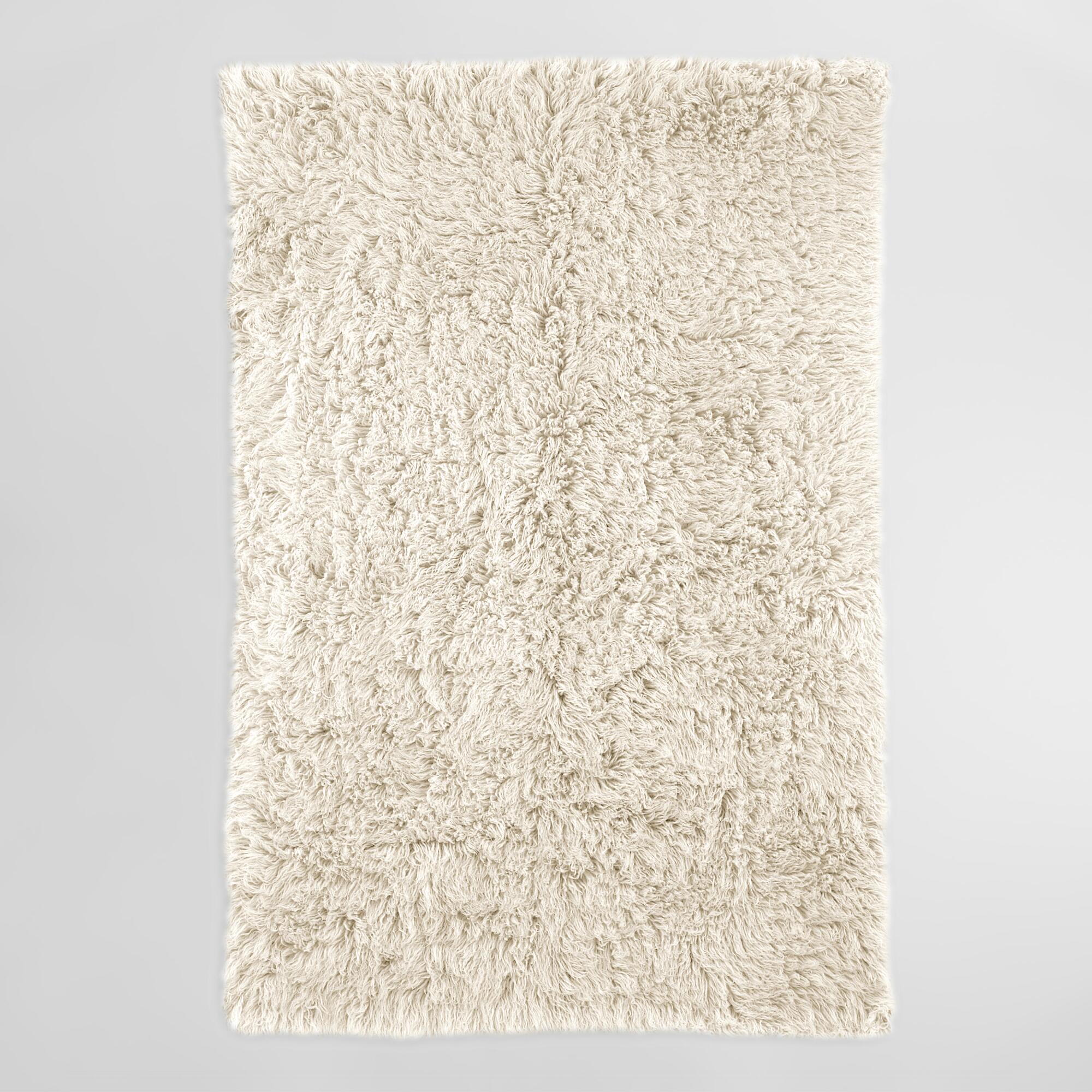Natural Flokati Wool Area Rug: White/Natural - 5' x 8' by World Market