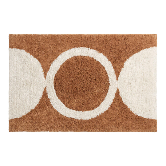 Hazel Brown And White Circle Elliot Bath Mat - Cotton by World Market