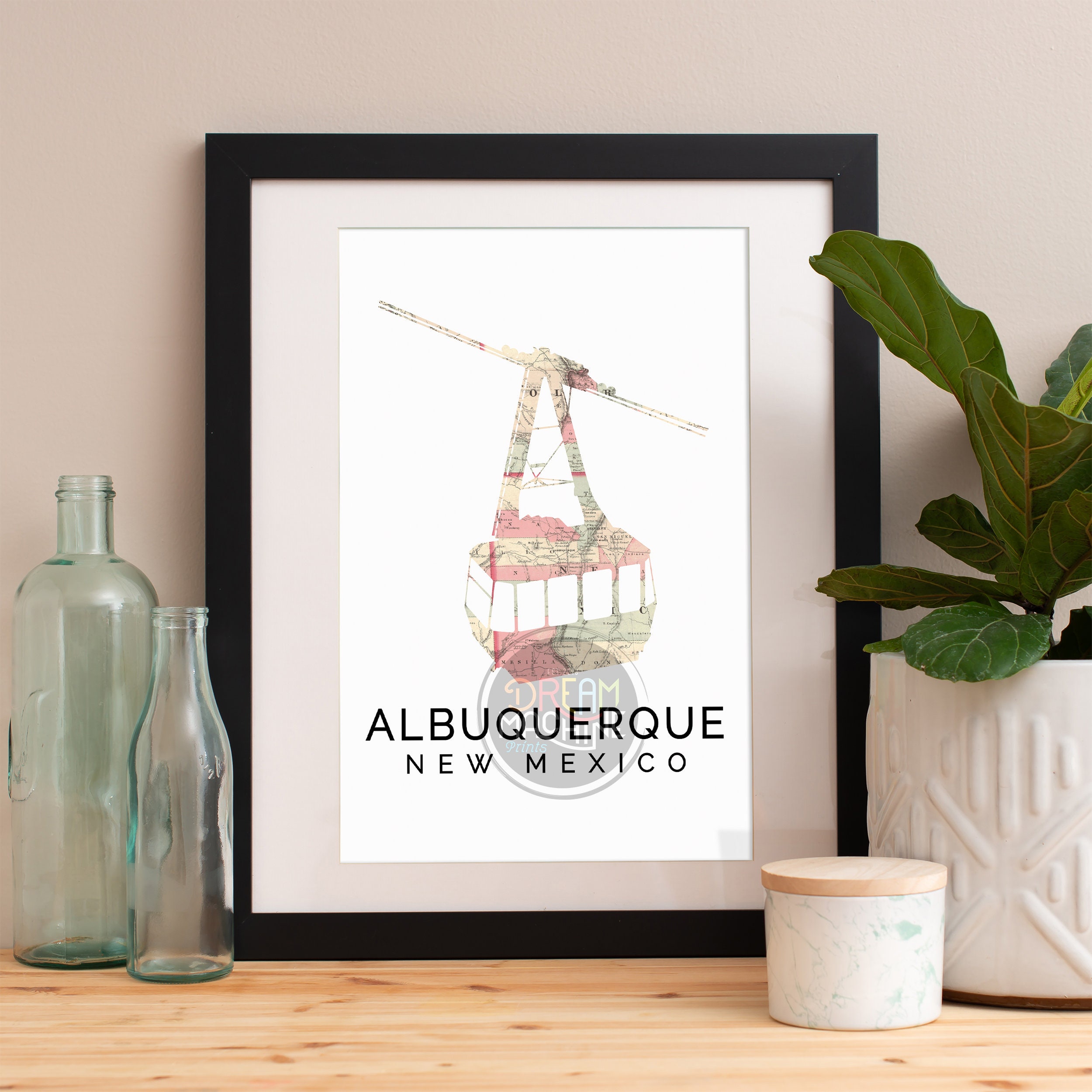Albuquerque Print, Skyline, Art, Poster, Watercolor, Art Print
