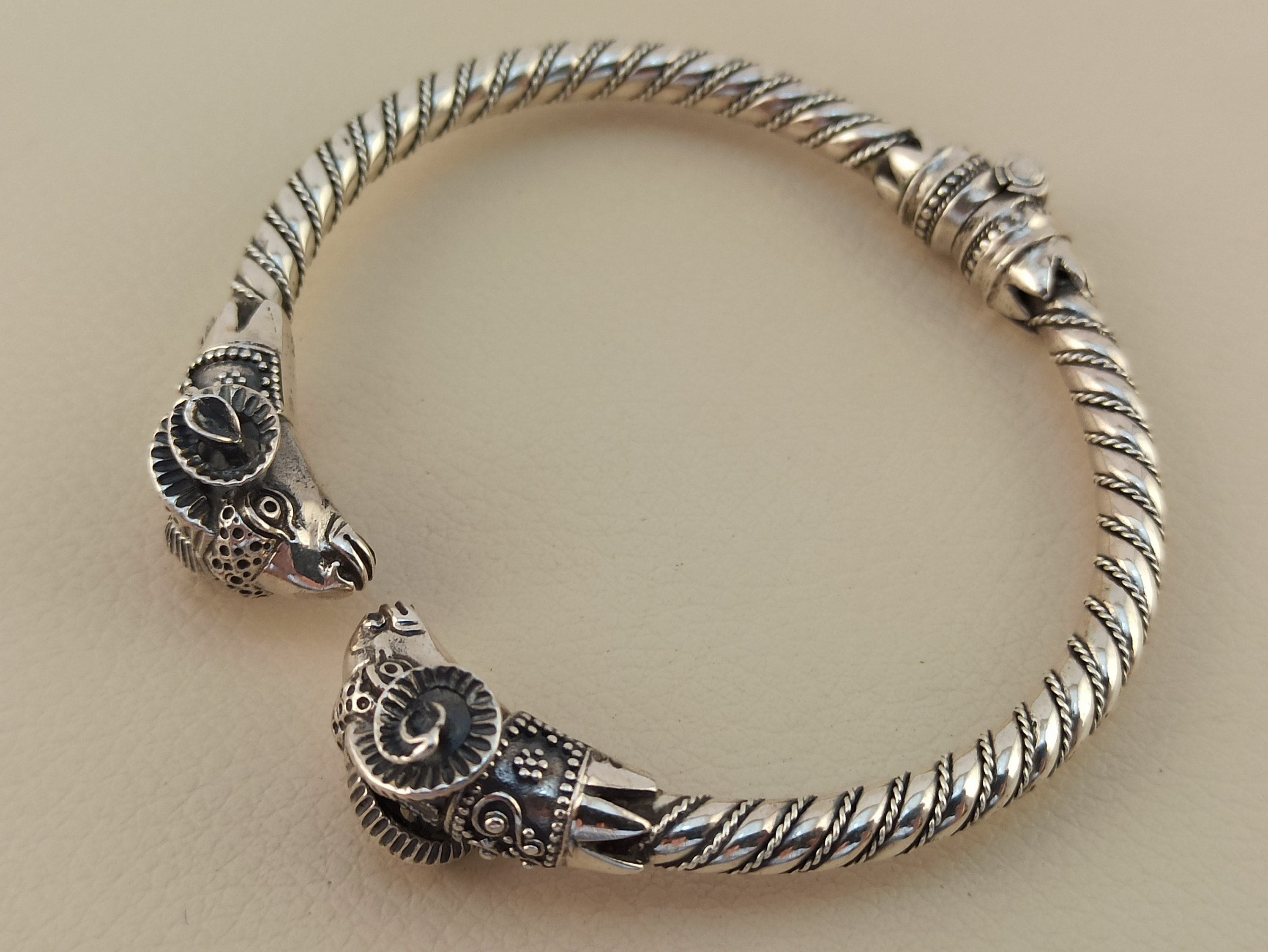 Ram Heads Sterling Silver 925 Bracelet, Sterling Bracelet With Ram Heads, Bracelet In