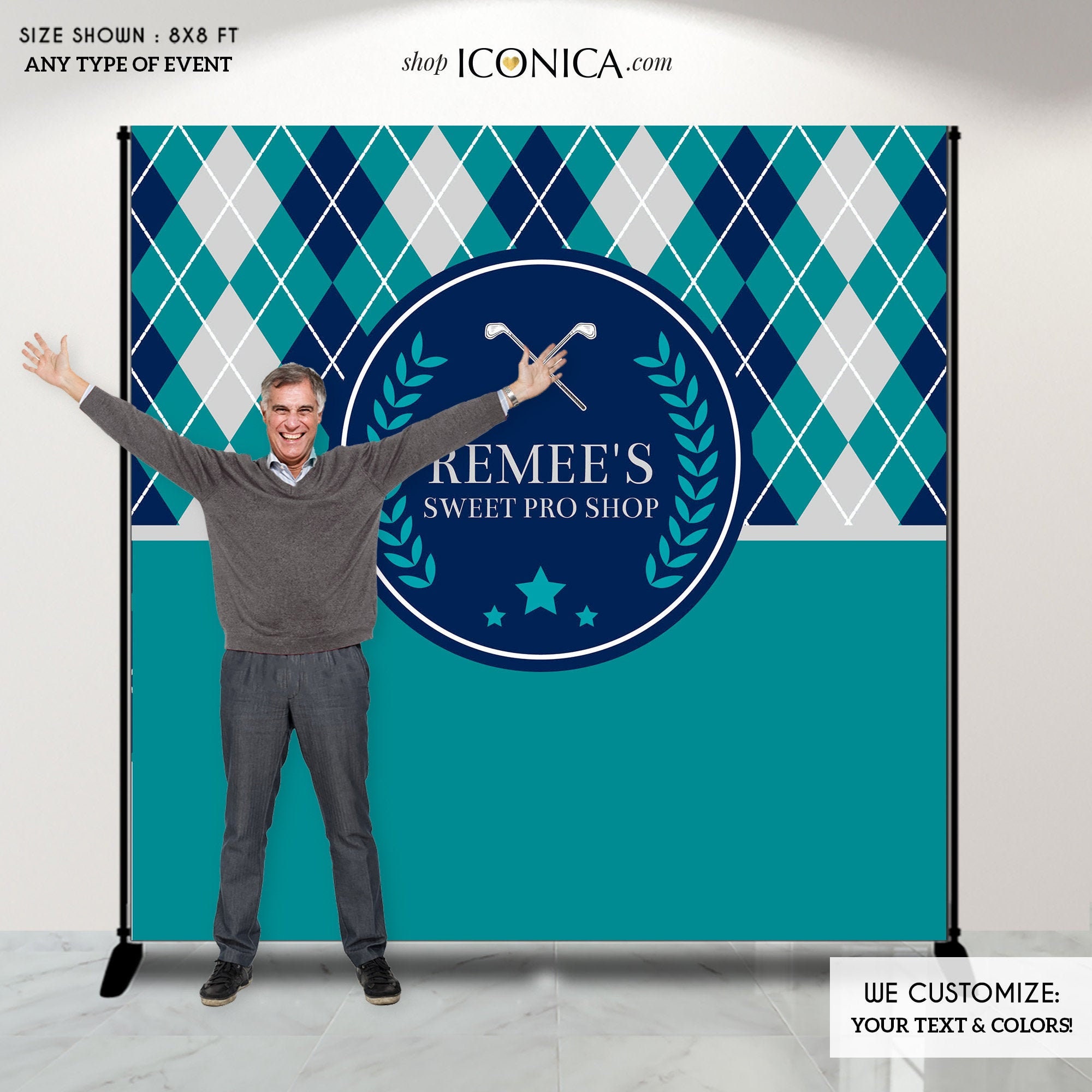 Golf Party Backdrop, Birthday Partee Backdrop, Sport Banner, Argyle Print, Golf Decoration, Printed Or Printable File Free Shipping Bbs0023