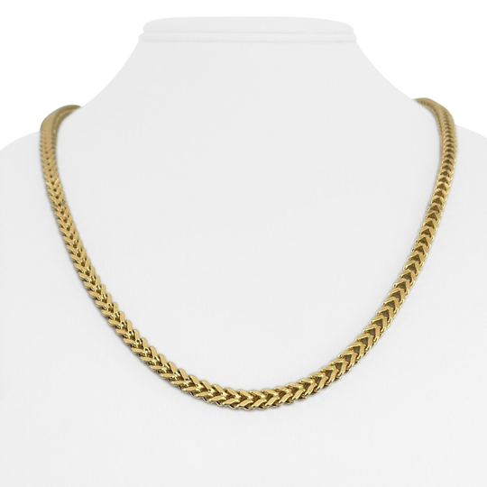 14K Yellow Gold 24.8G Men's Squared 4.5mm Franco Link Chain Necklace 22"
