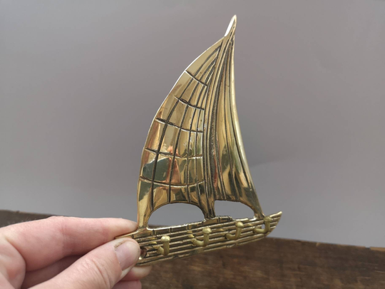 Vintage Brass Wall Hook Brass Ships Hanger Nautical Coat Hanger Small Wall