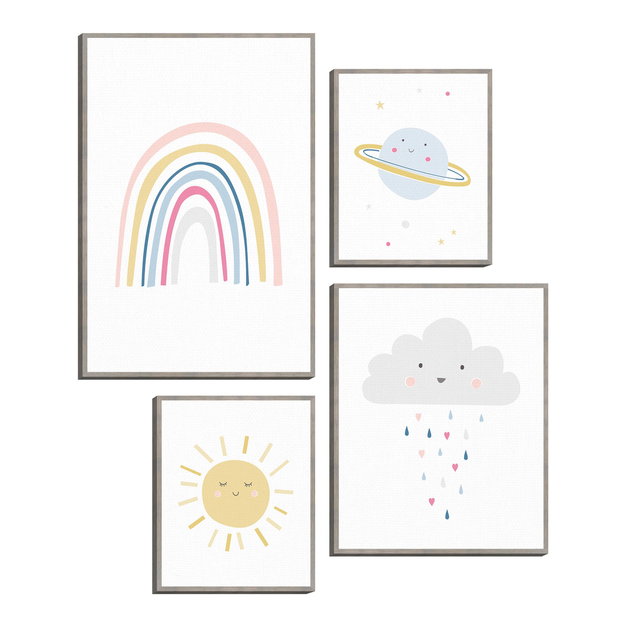 Happy Rainbow By Clara Wells Framed Canvas Wall Art 4 Piece: White/Multi by World Market