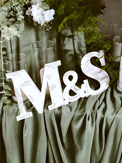 Alternative Wedding Guestbook, Couples Initials Fall Sign, Big Wooden Letters