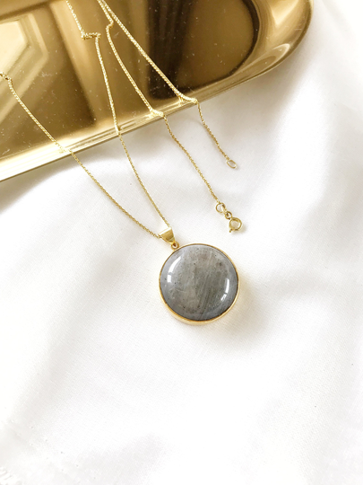 Gold Labradorite Pendant Necklace, Plated Silver Gifts For Her, Valentine's Day Gift For Girlfriend Or Wife