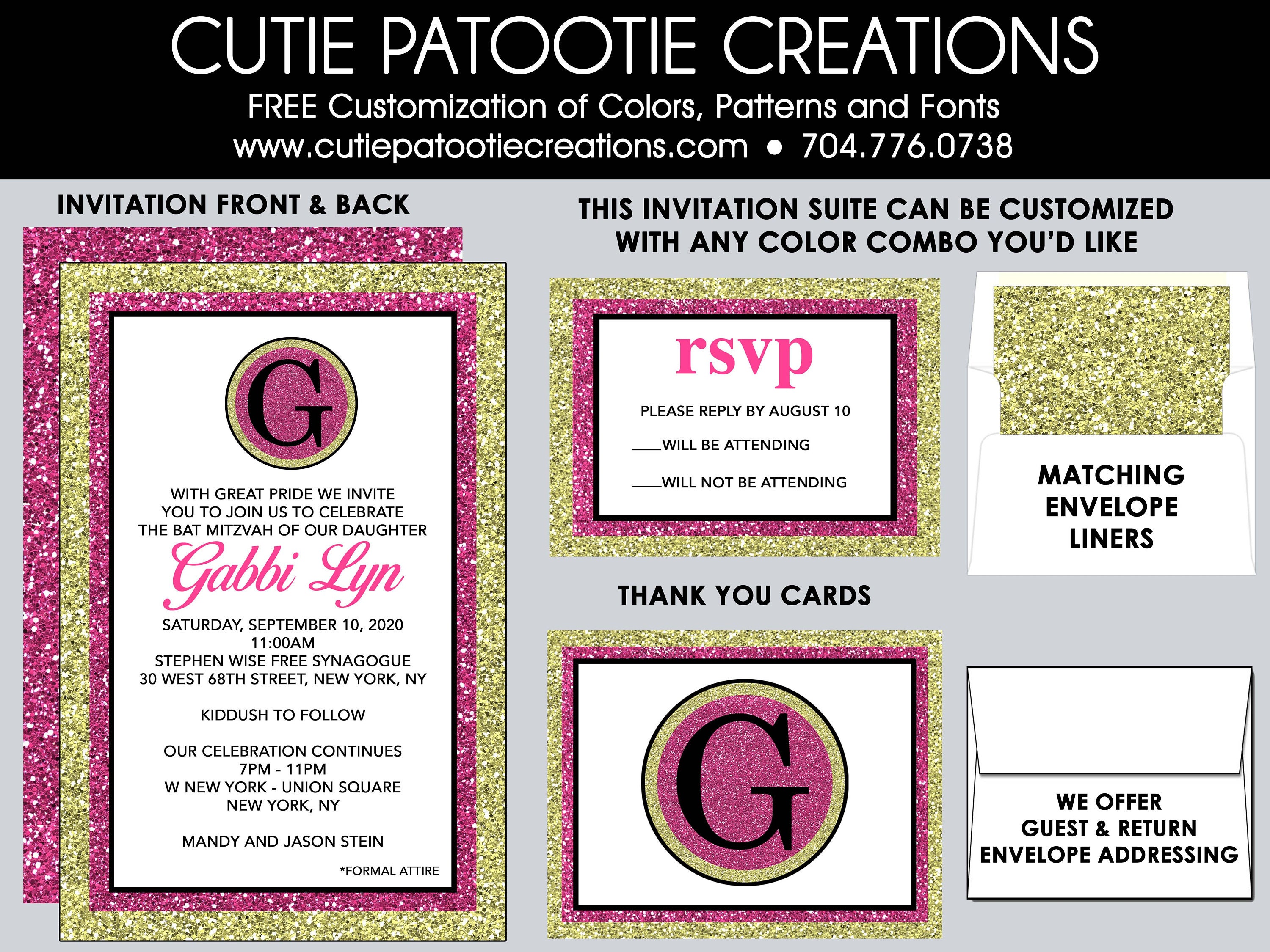 Bat Mitzvah Invitations - Pink Gold Invitation Rsvp Card Envelope Addressing Celebration Thank You Notes